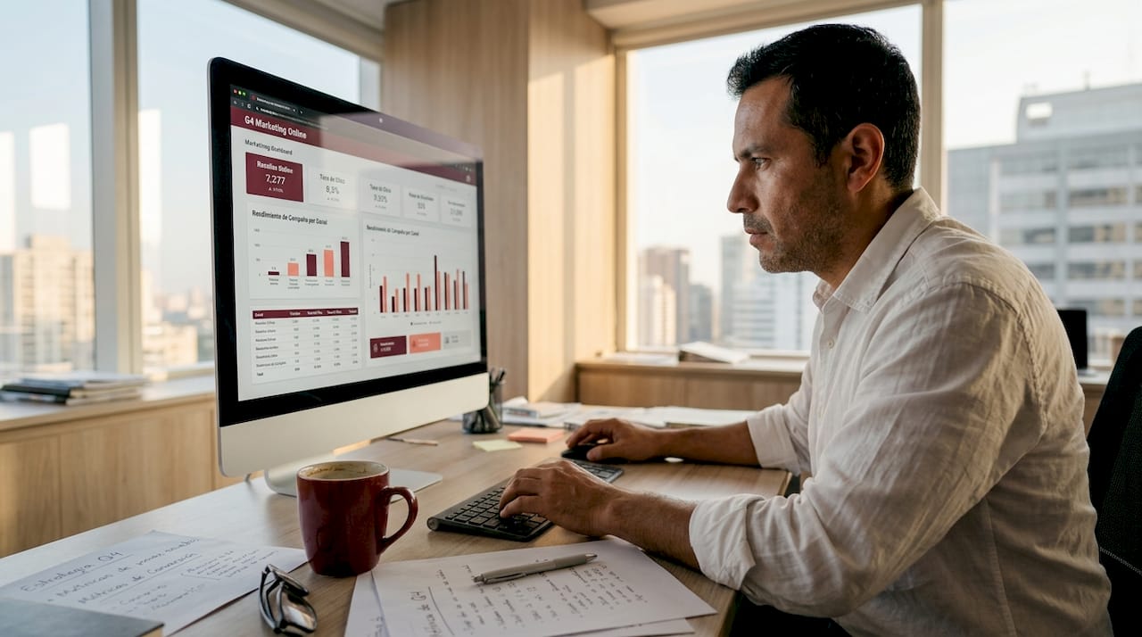 Especialista analizando la reputación online de una empresa
