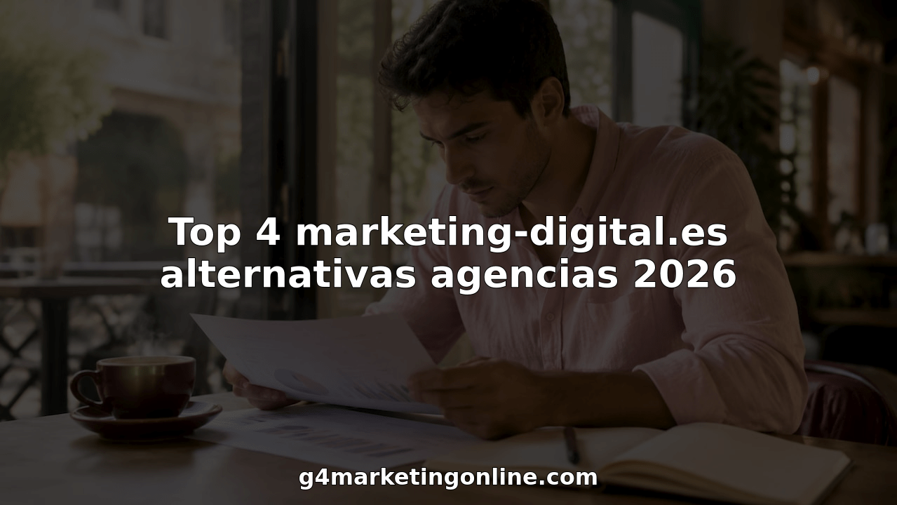 Responsable de marketing revisando los informes mensuales de la agencia digital en su escritorio de la oficina.
