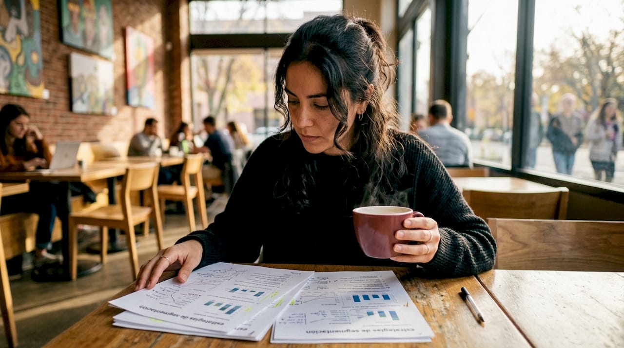 Profesional analizando la segmentación desde su escritorio moderno