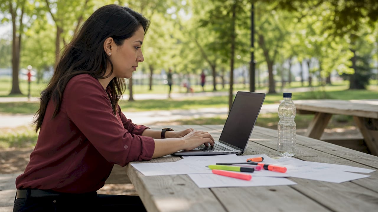 Profesional de marketing desarrollando estrategias personalizadas en un espacio de coworking